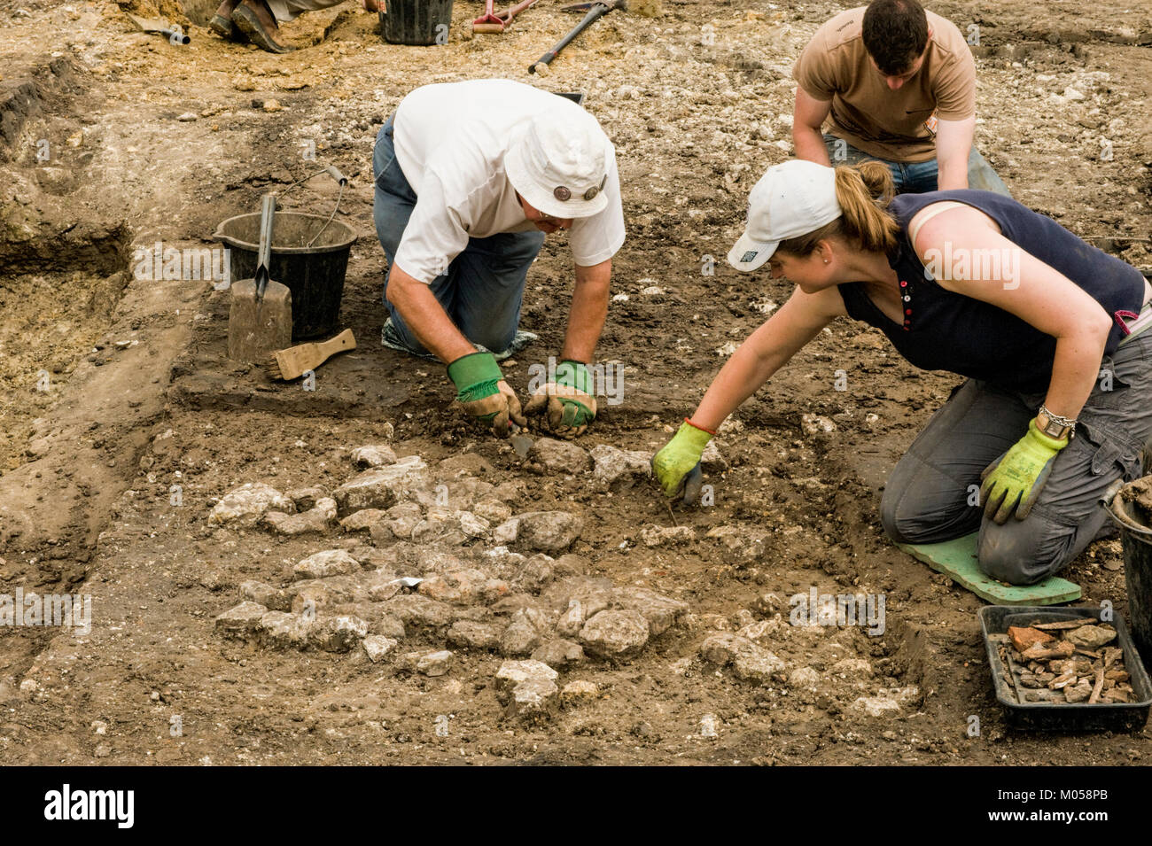 Archaeological excavation of Iron-Age site Stock Photo