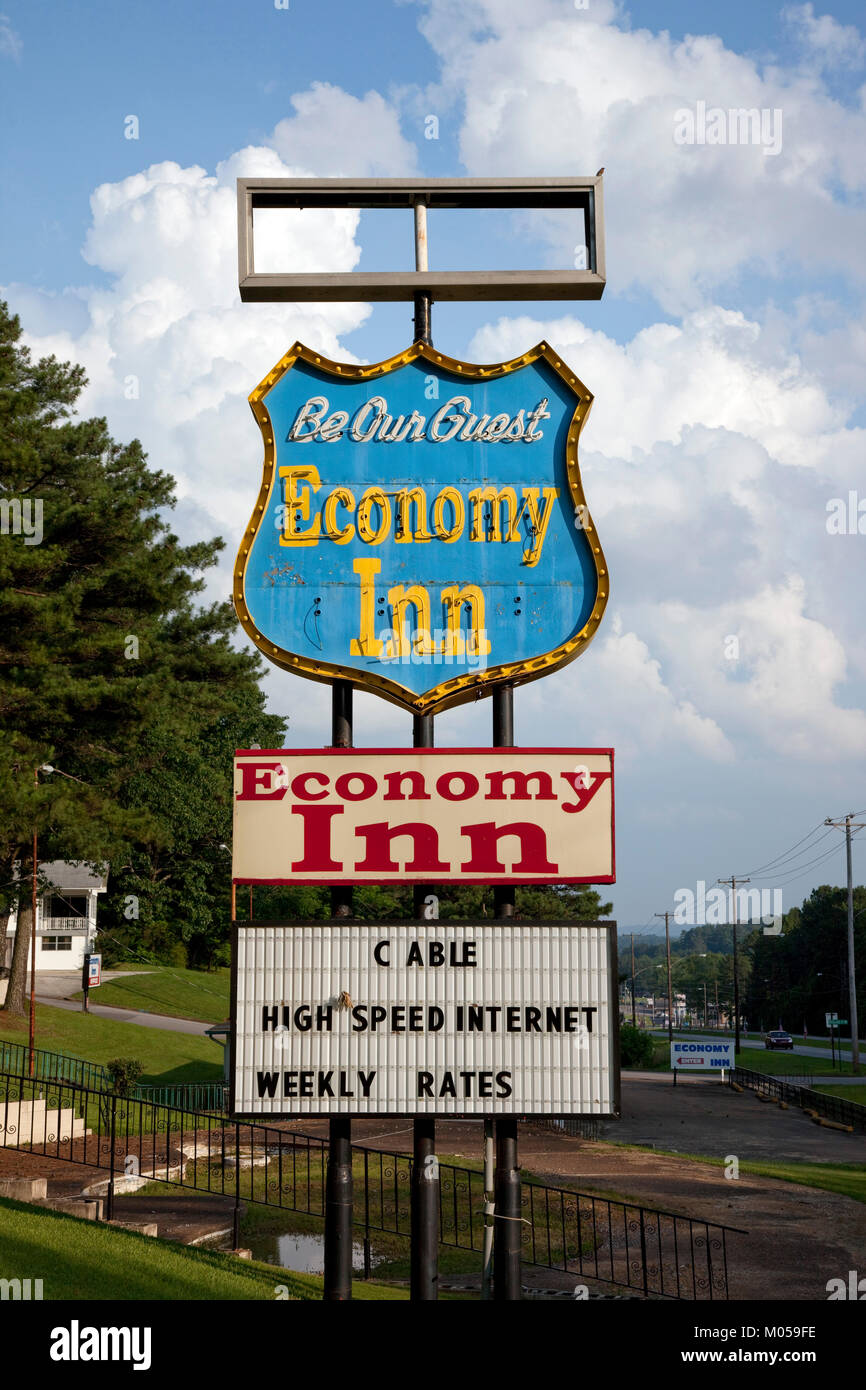 Economy Inn historic sign Stock Photo