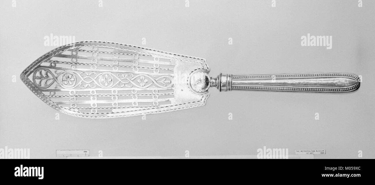 Photograph of a cake server from the Museum of Fine Arts' collection, accession number 100819, highlighting its design and craftsmanship. Stock Photo