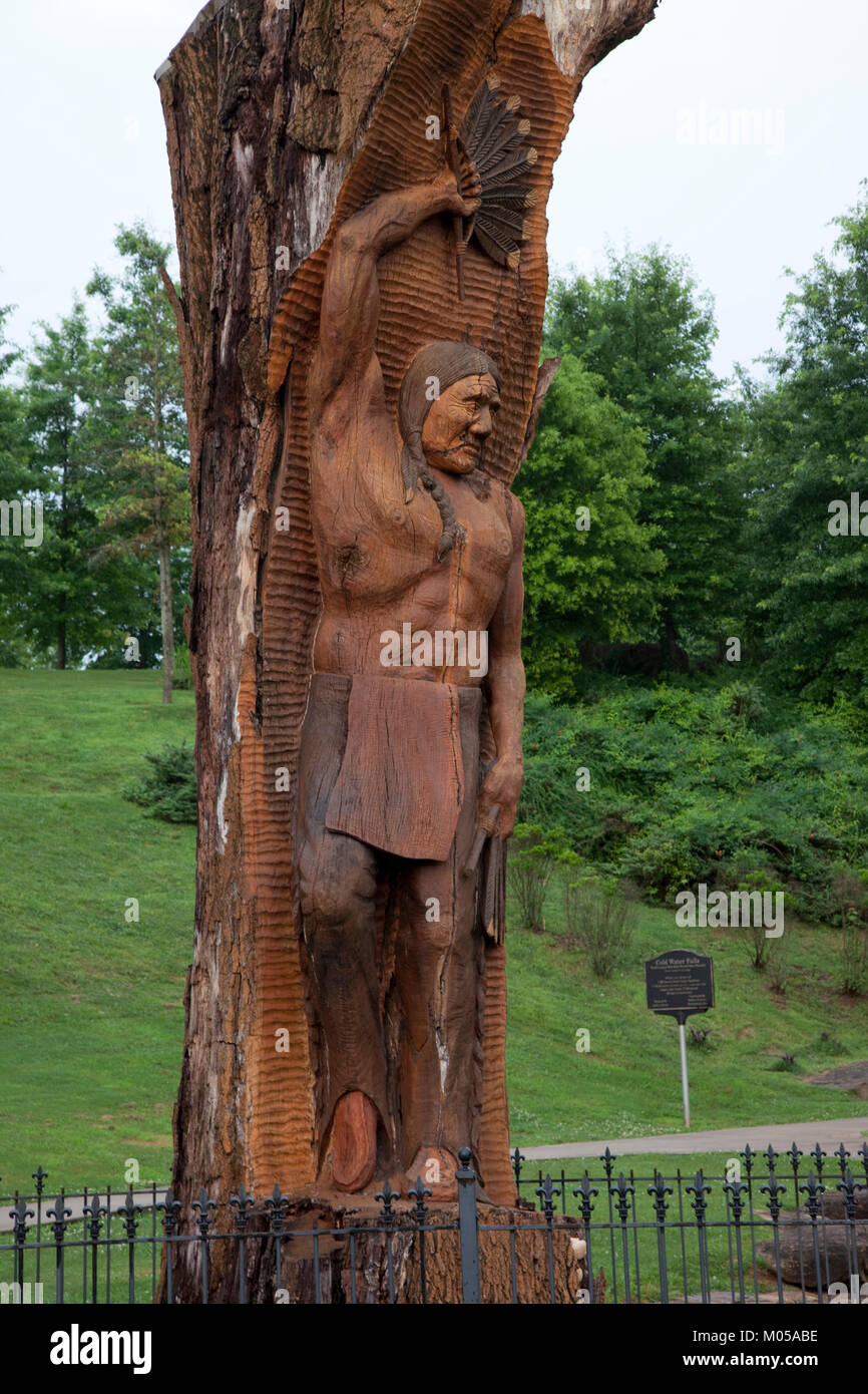 Carved Indian in Spring Park, Tuscumbia, Alabama Stock Photo