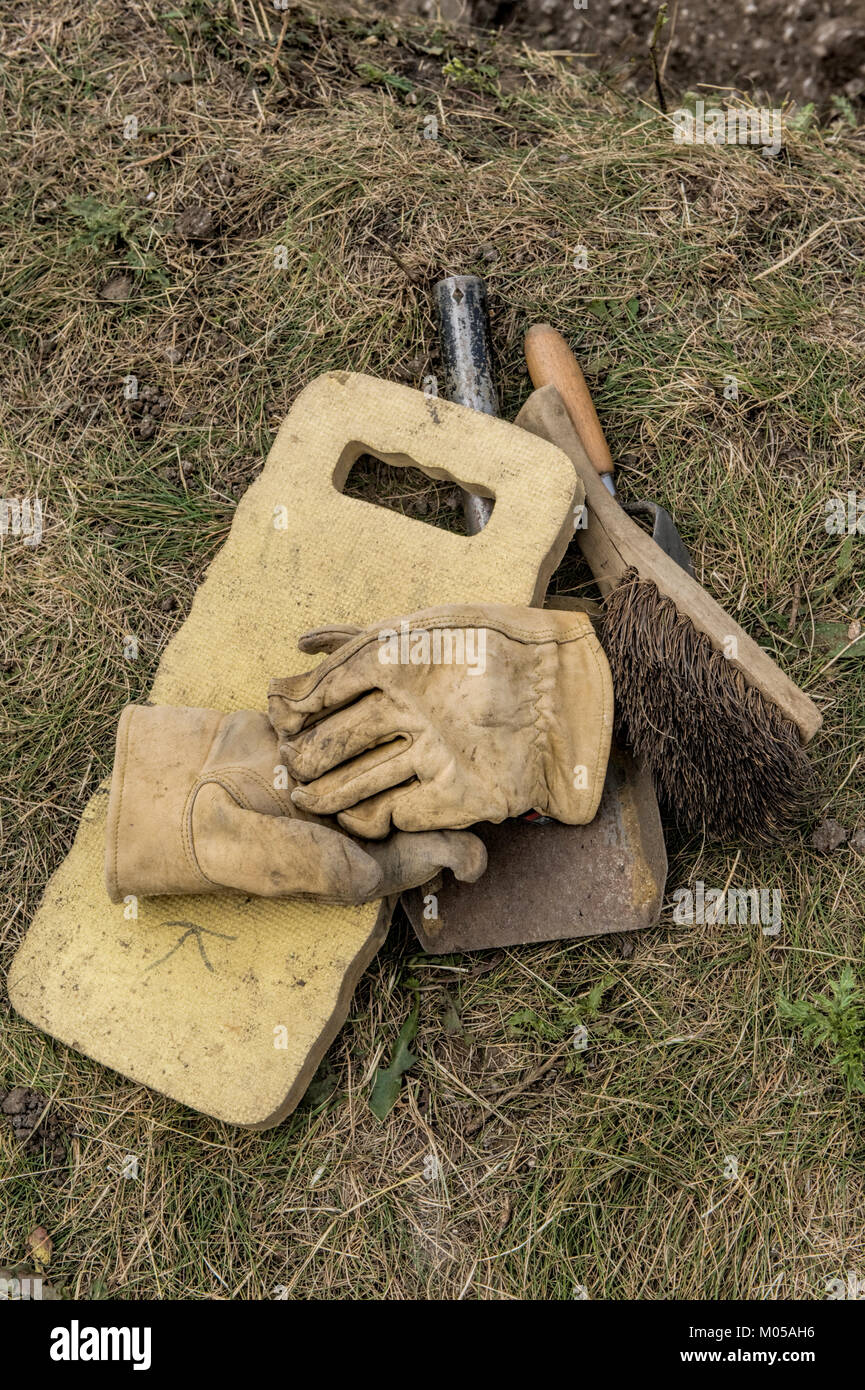Archaeologist's tools Stock Photo