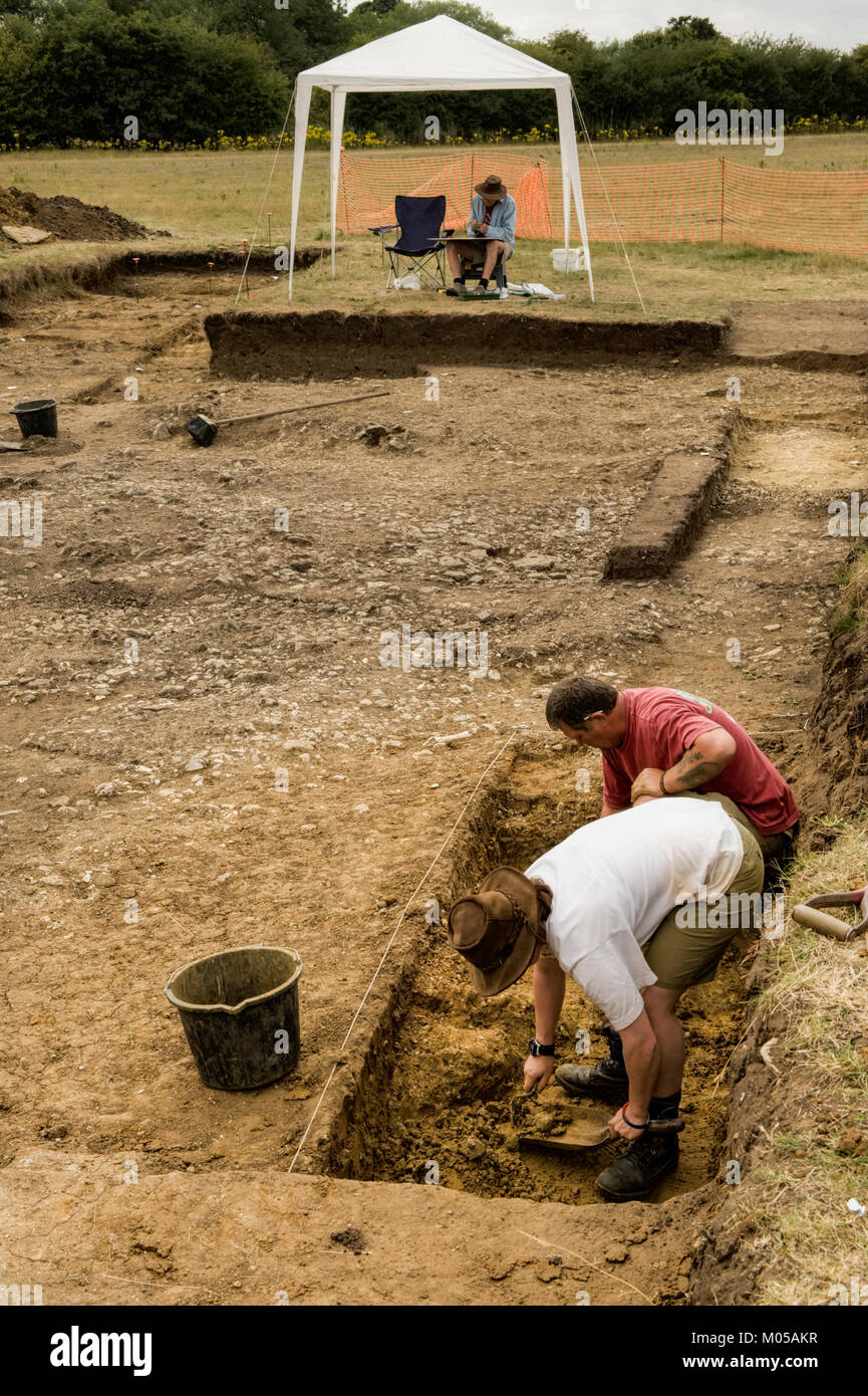 Archaeological excavation of Iron-Age site Stock Photo