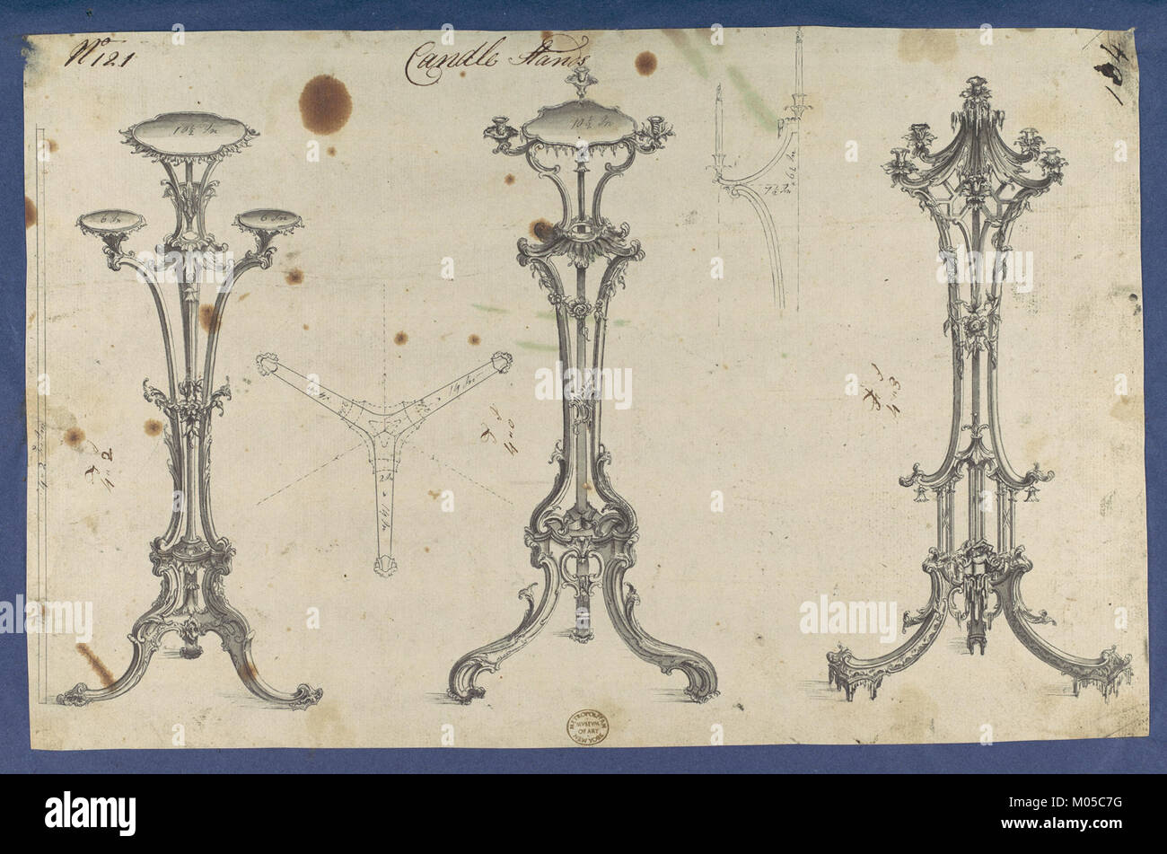 Candle Stands, in Chippendale Drawings, Vol. I MET DP104205 Stock Photo