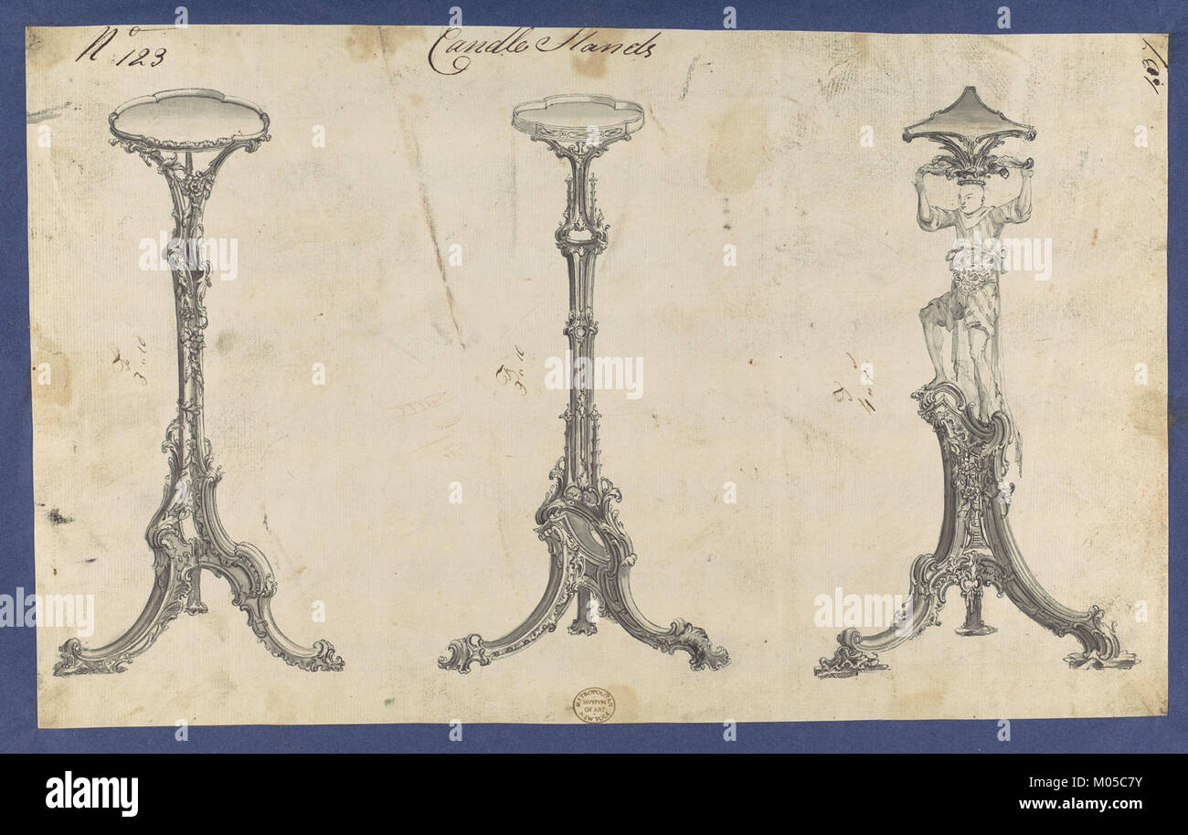 Candle Stands, in Chippendale Drawings, Vol. I MET DP104124 Stock Photo