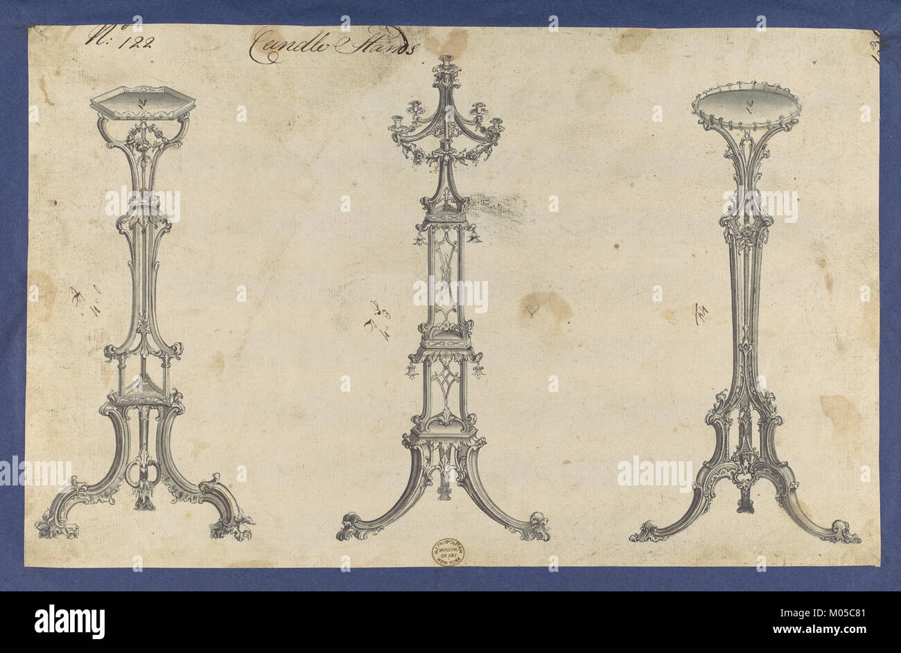 Candle Stands, in Chippendale Drawings, Vol. I MET DP104125 Stock Photo