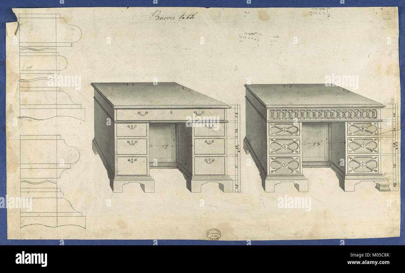 Bureau Tables, from Chippendale Drawings, Vol. II MET DP118217 Stock Photo