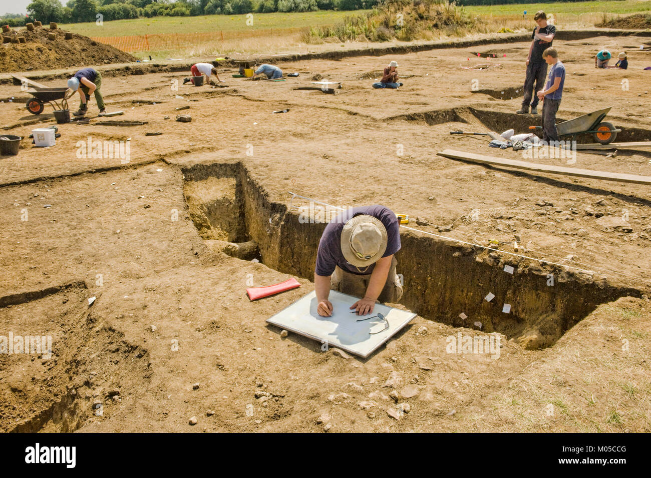 Archaeological excavation of Iron-Age site Stock Photo