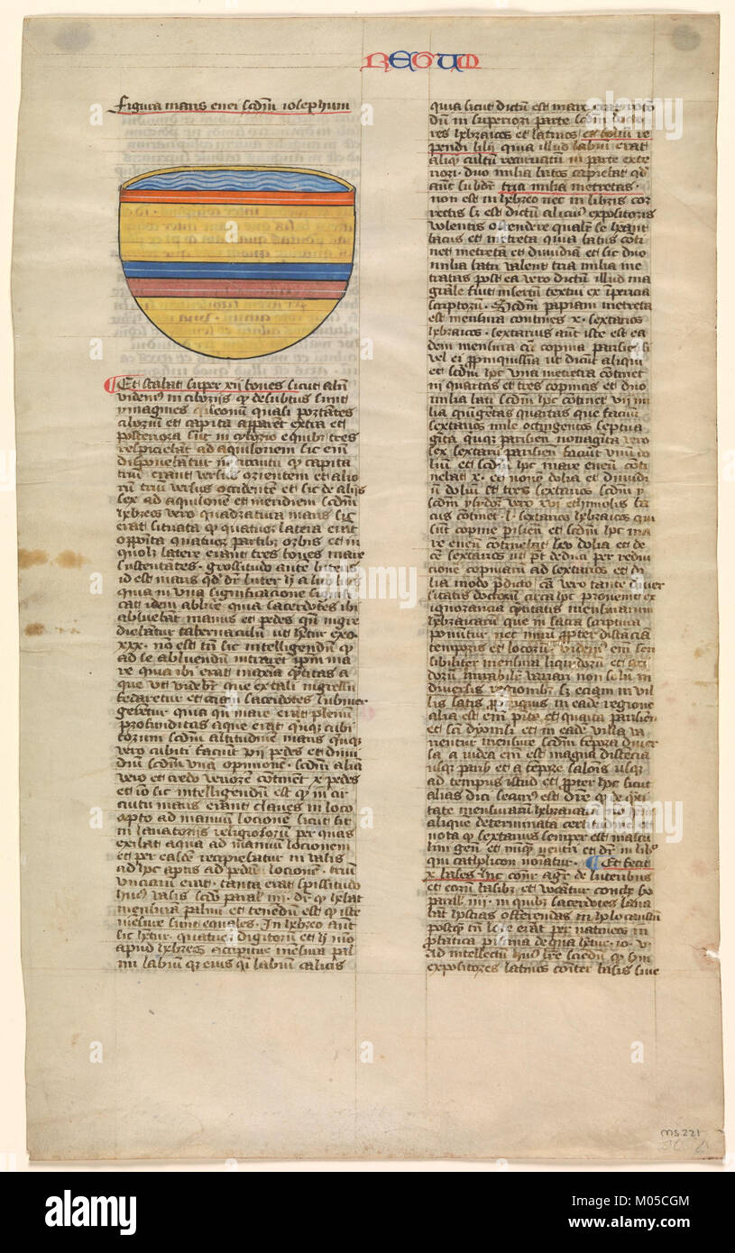 Brazen Sea, one of six illustrated leaves from the Postilla Litteralis (Literal Commentary) of Nicholas of Lyra MET DP245800 Stock Photo