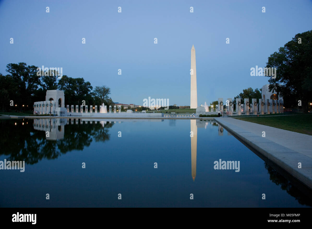 Reflecting Pool on the National Mall with the Washington Monument Stock Photo