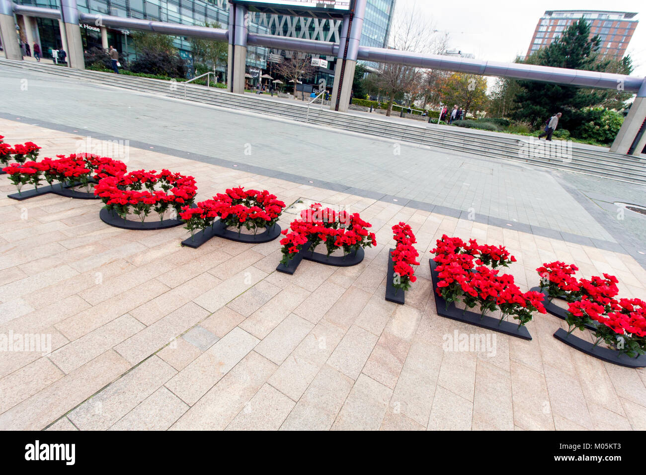 Remembrance Poppies Salford Quays Stock Photo