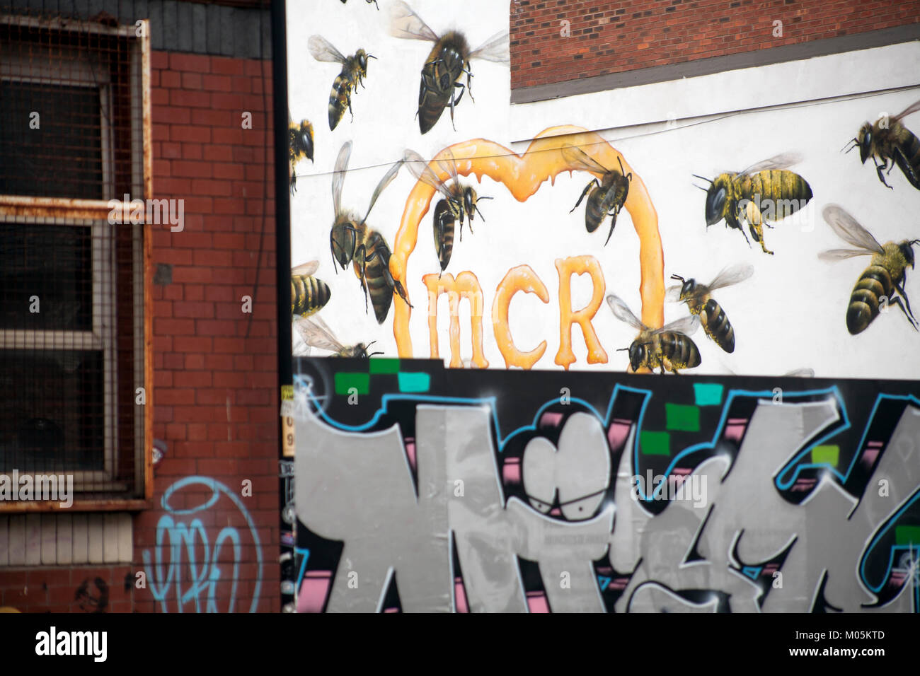 Manchester Bee Street Art Stock Photo