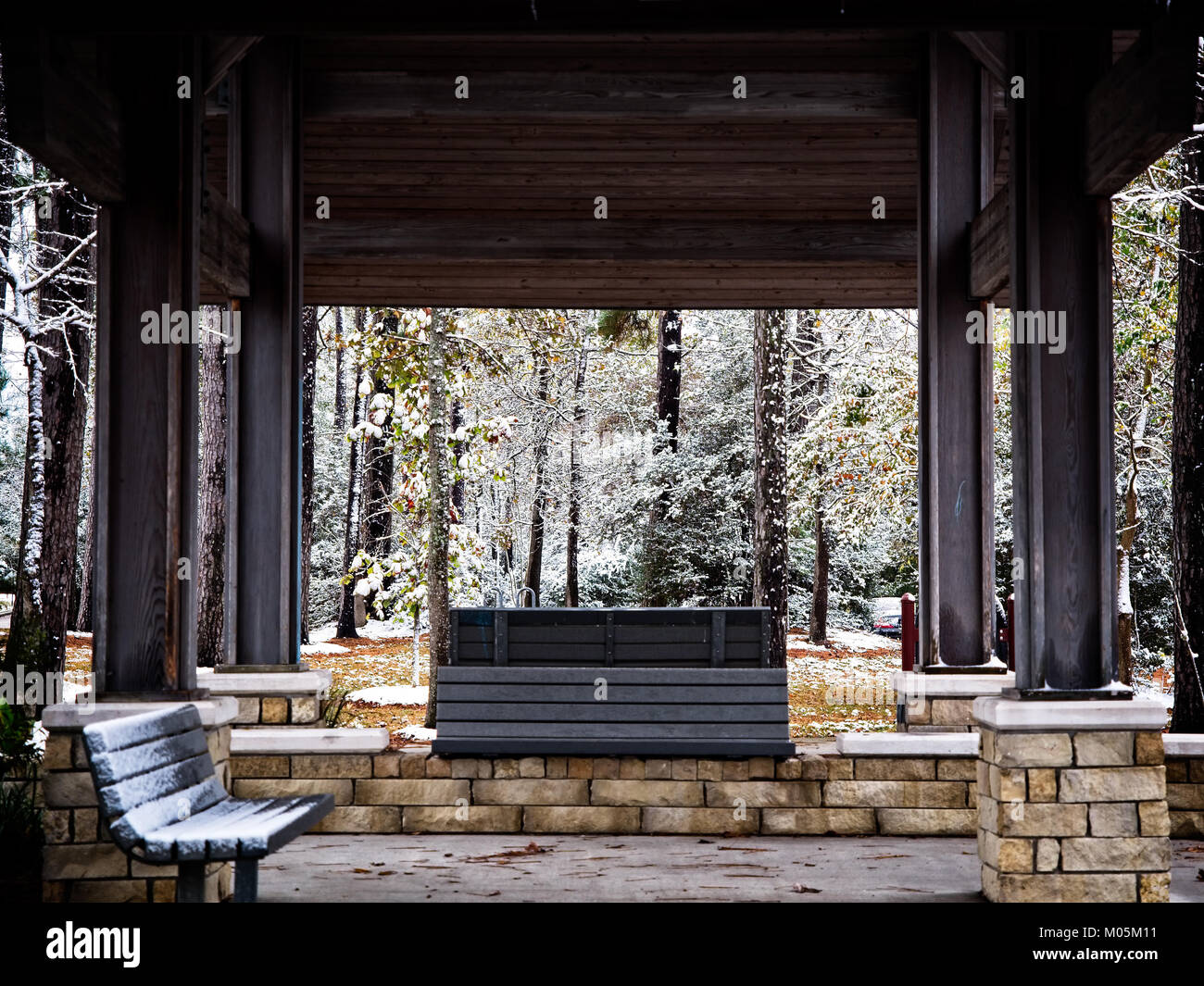 The Woodlands TX USA - Dec. 8, 2017  -  Snow in South TX in December Stock Photo
