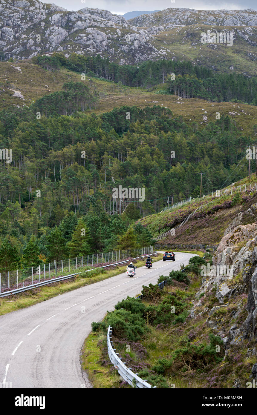 Traffic on the scenic North Coast 500 route in Wester Ross, Scotland Stock Photo