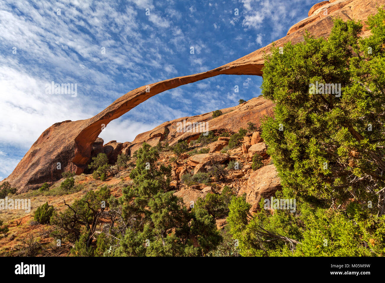 The Landscape Arch in Arches National Park in Utah. Stock Photo