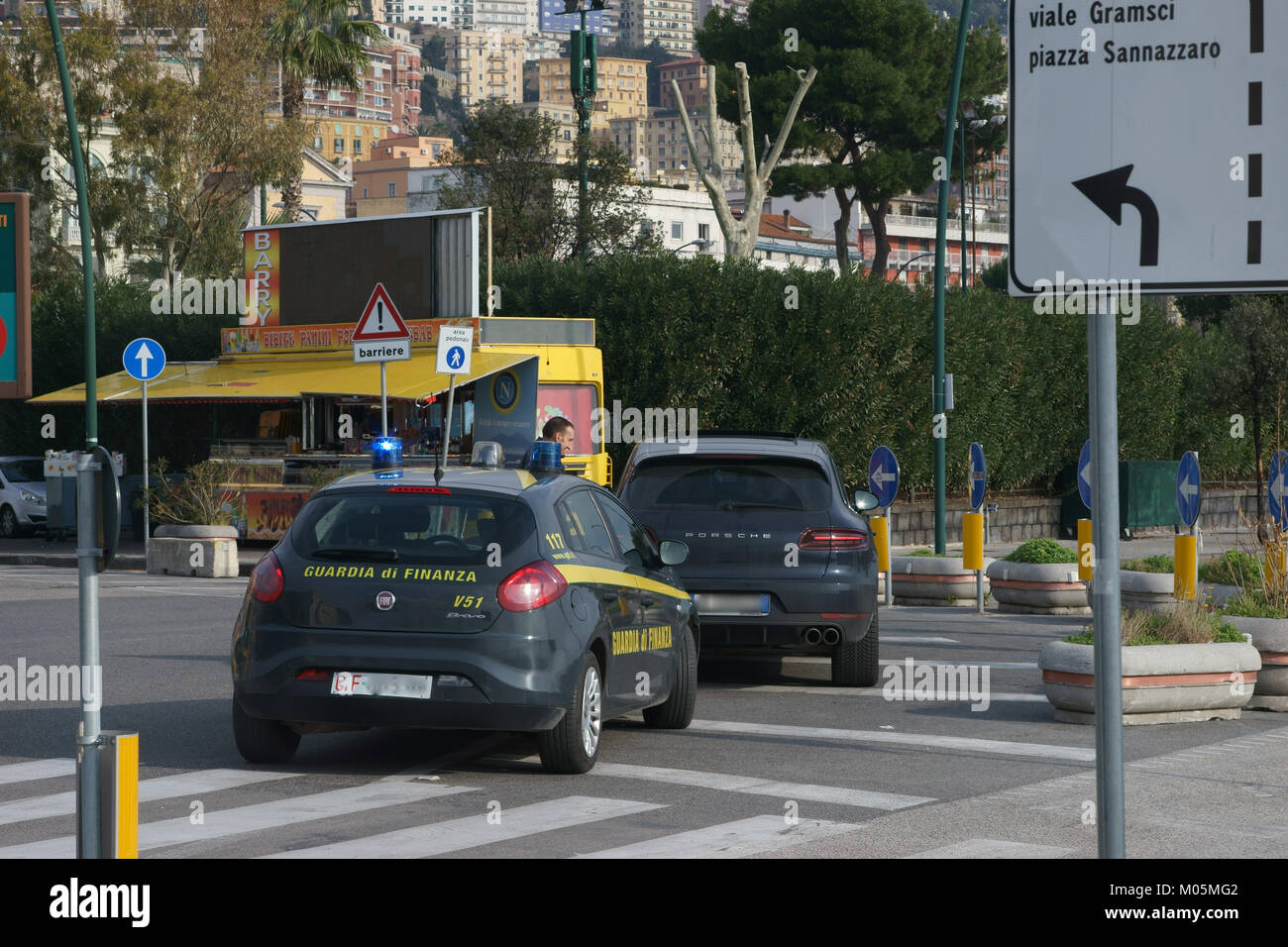 Street control by Italian force of police (guardia di finanza) Stock Photo