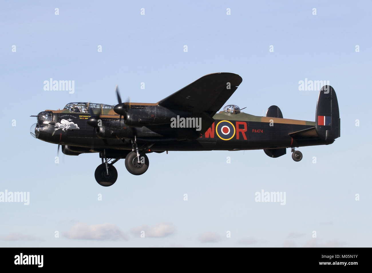 The RAF Battle of Britain Memorial Flights Lancaster B1 PA474 returning to Coningsby after it's final public appearance in 2011. Stock Photo