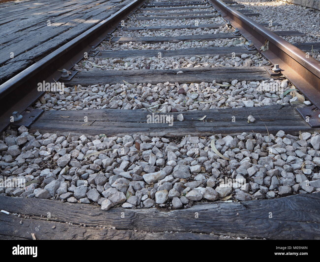 Oold Rails old rails at old railway station Stock Photo - Alamy