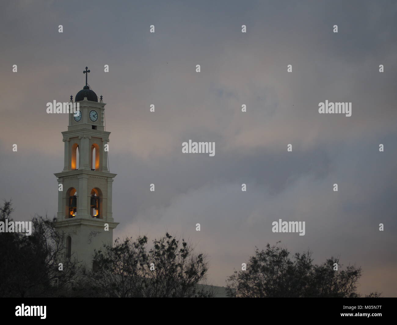 church tower on cloudy sky Stock Photo - Alamy