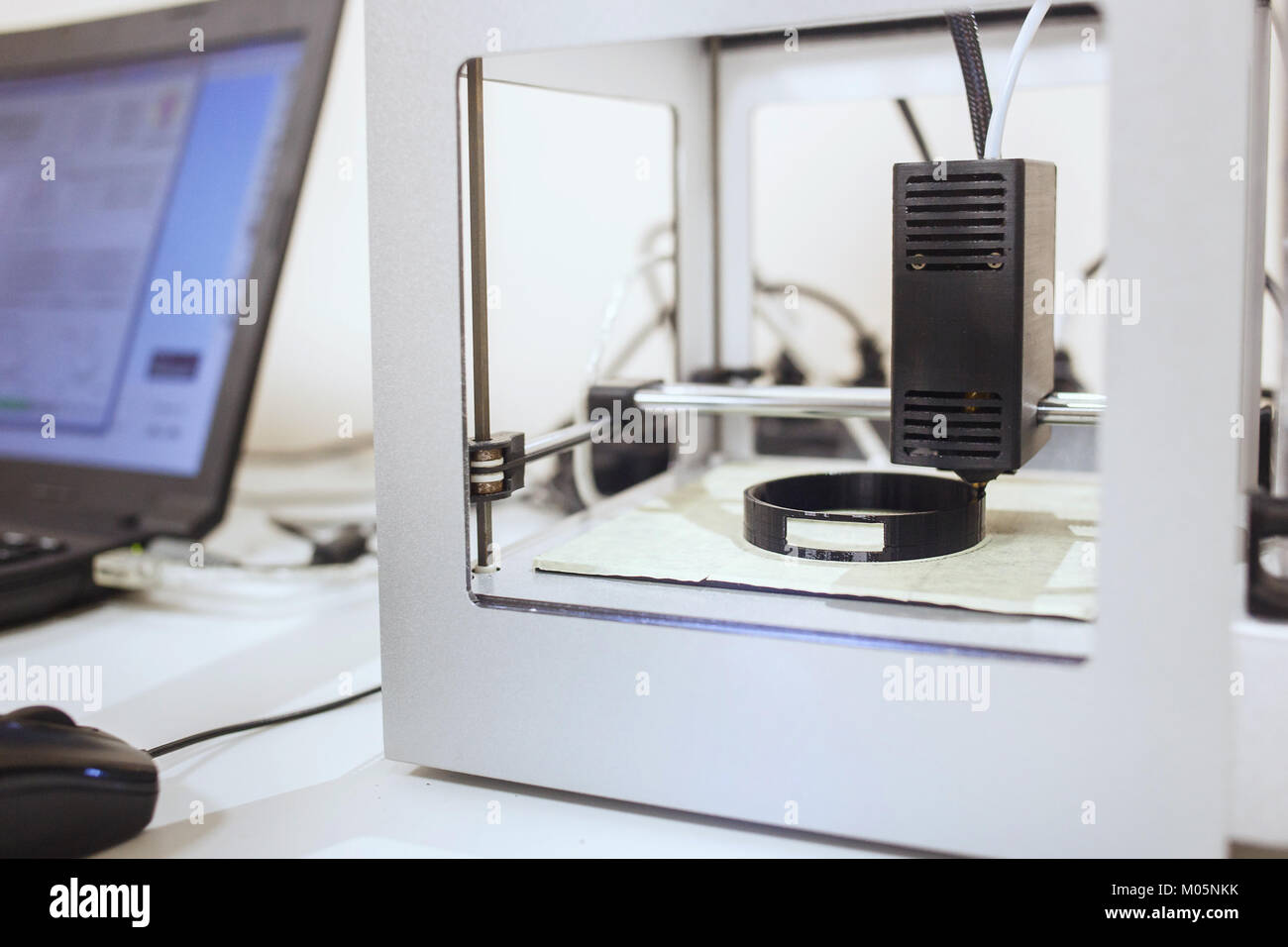 3d printer printing. Close up process of printing technology Stock Photo