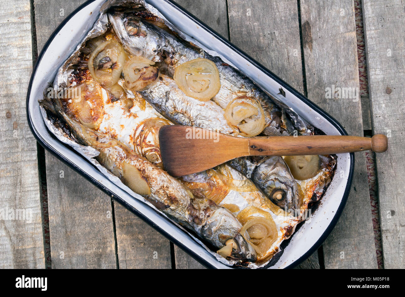baked mackerel fish in casserole Stock Photo Alamy