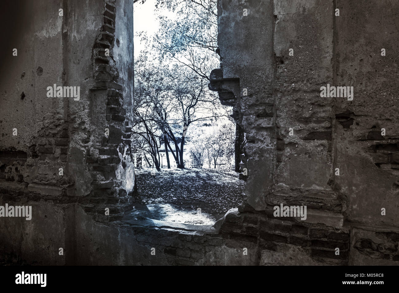 Window in the old ruined abandoned building Stock Photo - Alamy