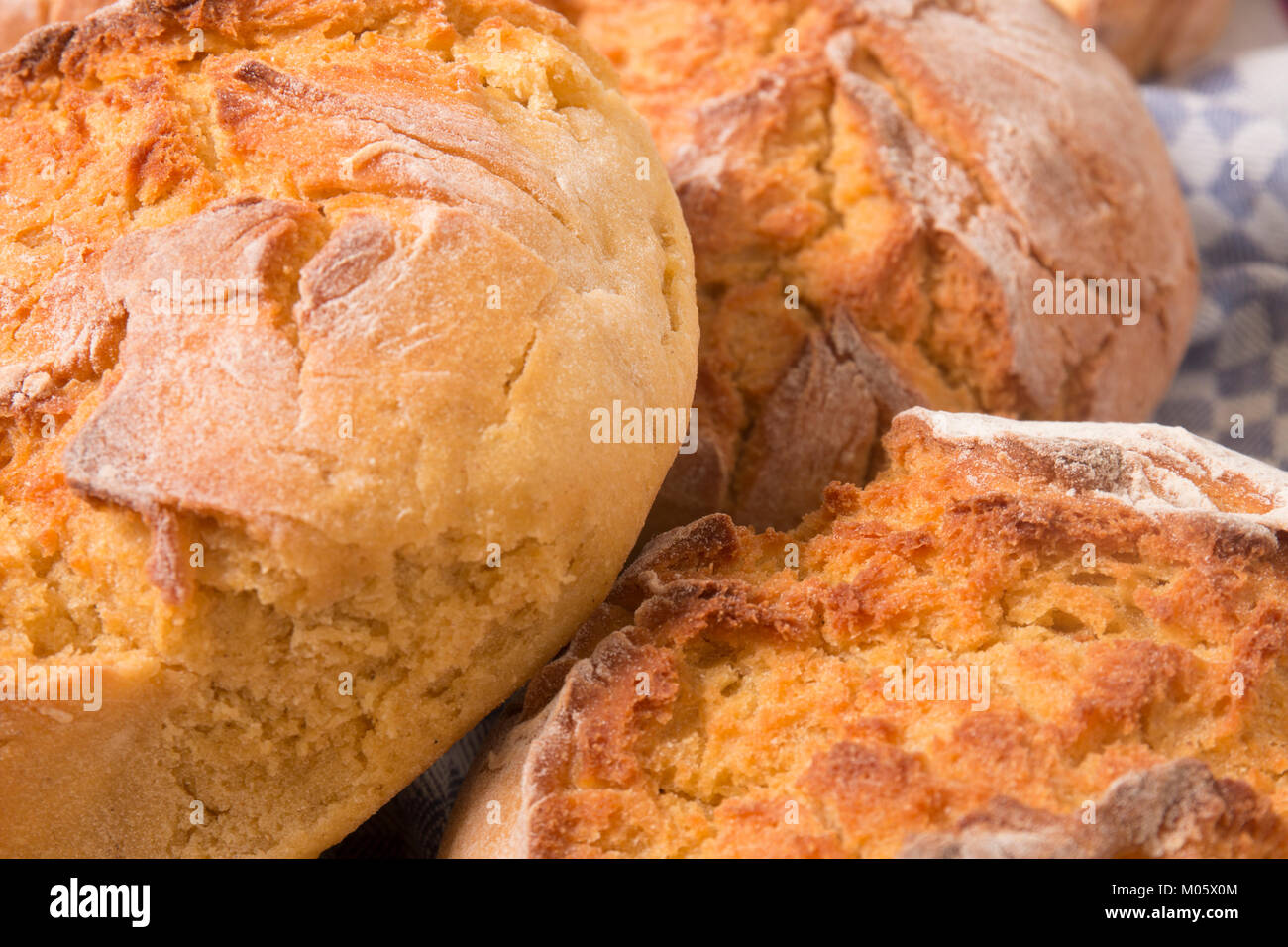 Traditional Portuguese Corn Bread pile Stock Photo Alamy