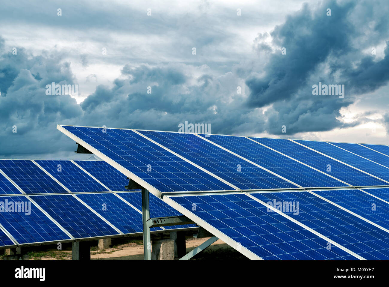Multiple solar panels, pollutionfree green energy base Stock Photo Alamy