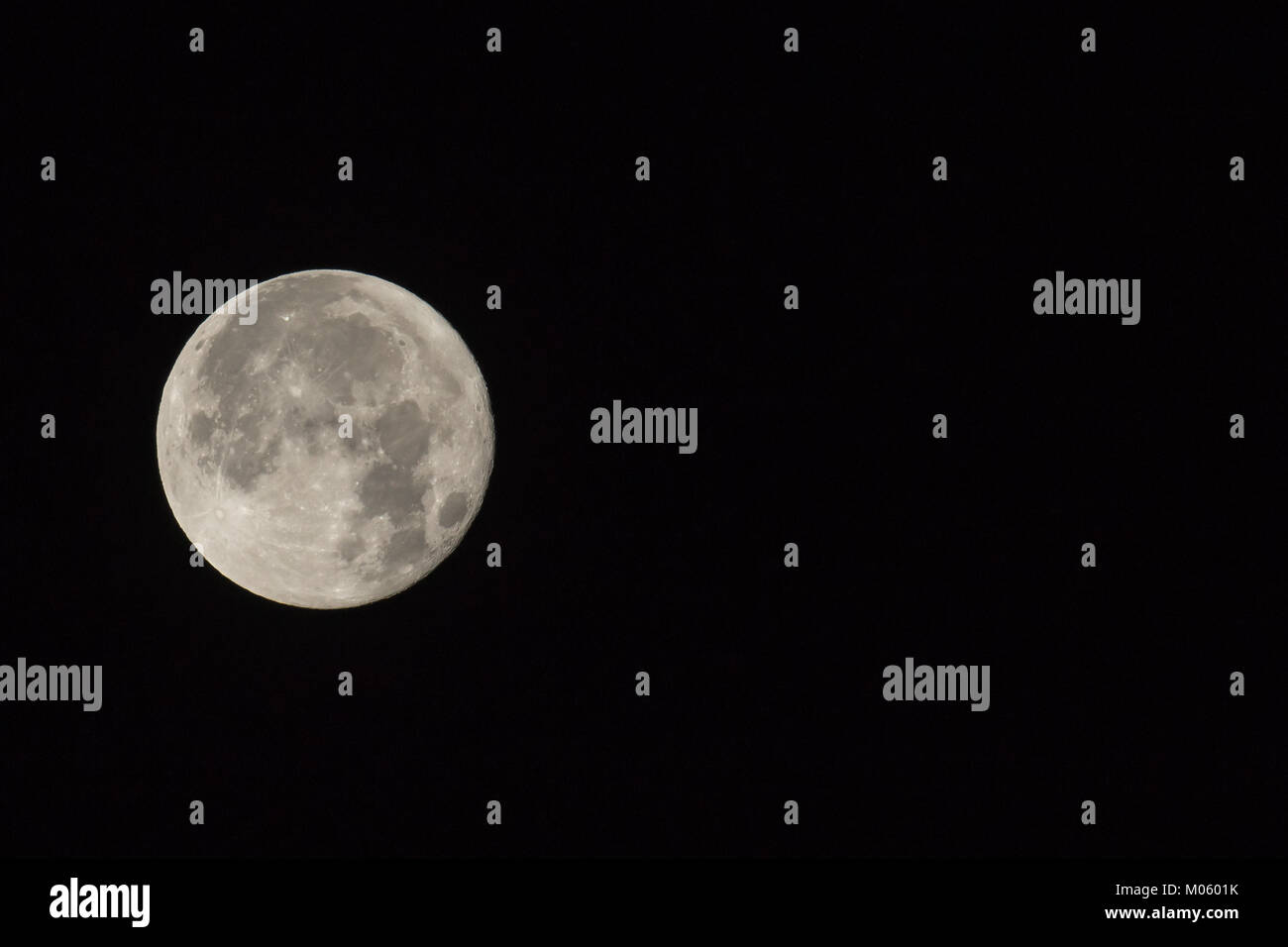 Full Supermoon with text or copy space on right of image. Stock Photo