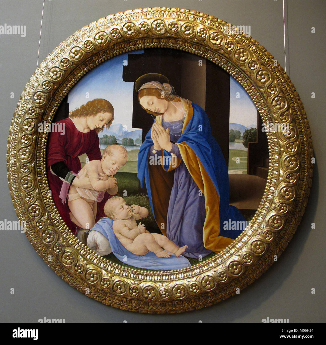 Madonna with the christ child and saint john the baptist hi-res stock ...