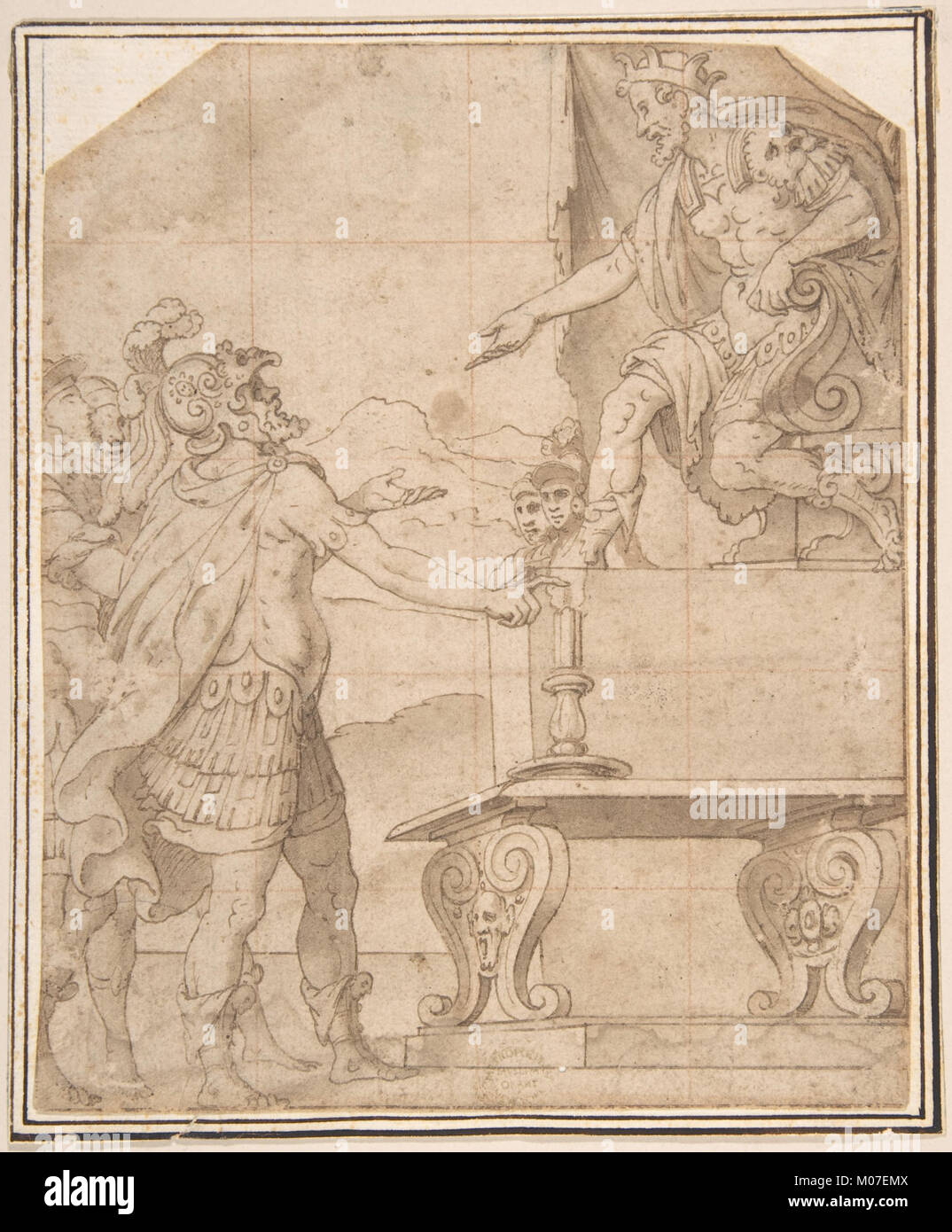 This artwork depicts the legendary Roman hero Mucius Scaevola, who ...