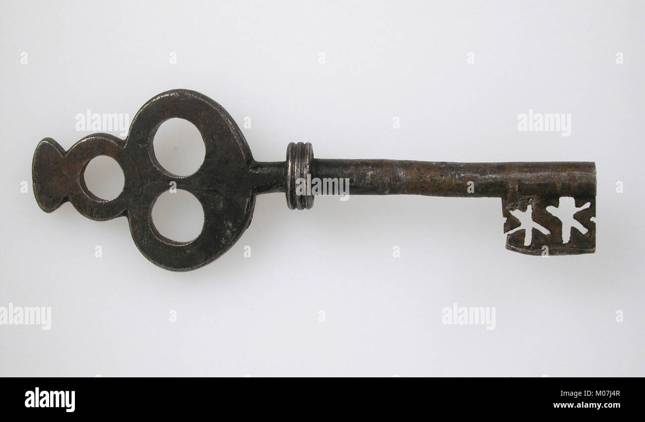 This key is a metal artifact in the MET collection, illustrating ...