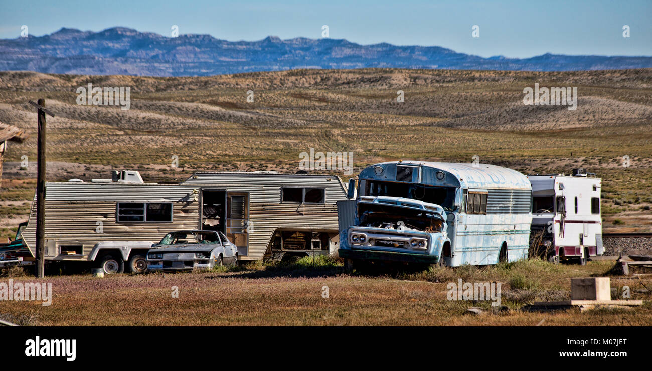 Vehicle junkyard in Utah Stock Photo Alamy