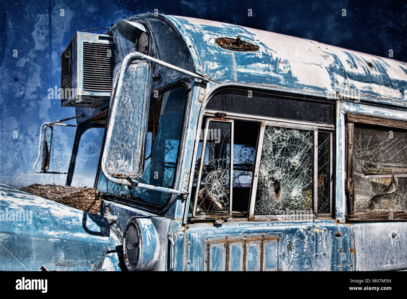 Old abandoned school bus Stock Photo