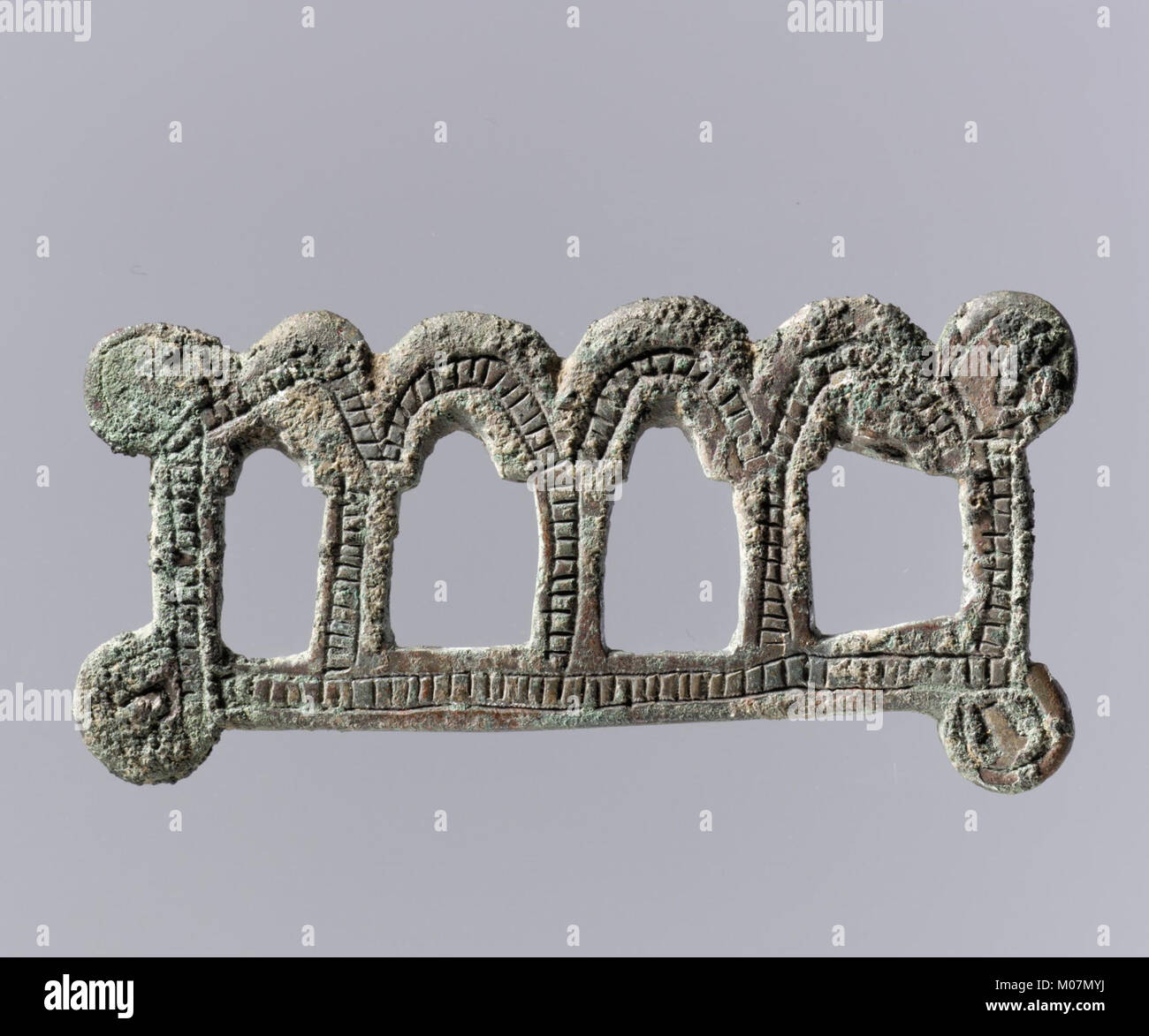 Historic illustration of an oblong openwork plaque, showing detailed ...