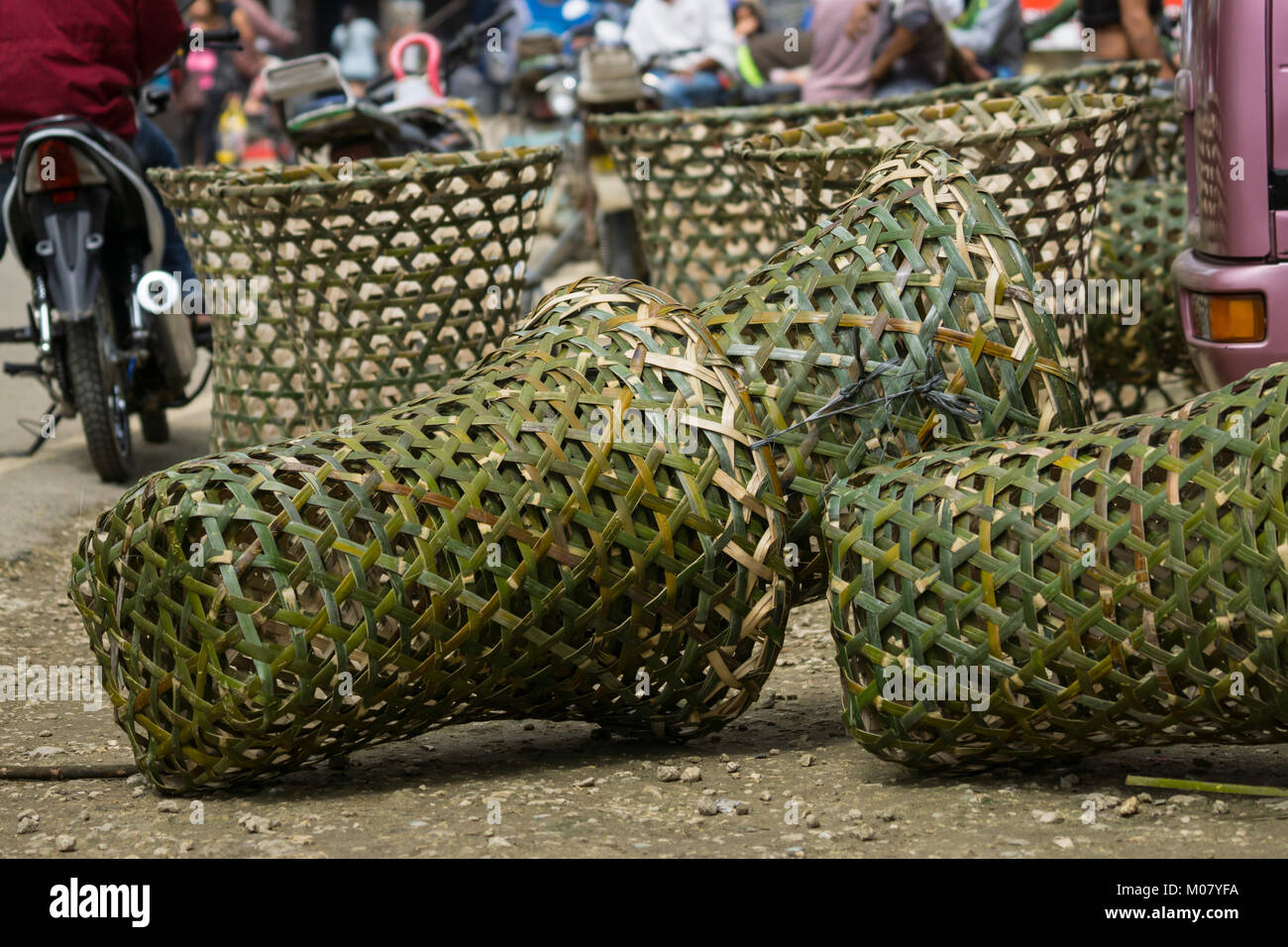 Vegetable baskets known as a Bukag (Cebuano Language) made of woven