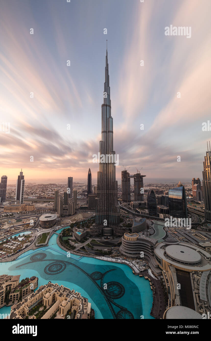 Burj Khalifa at Sunset Stock Photo