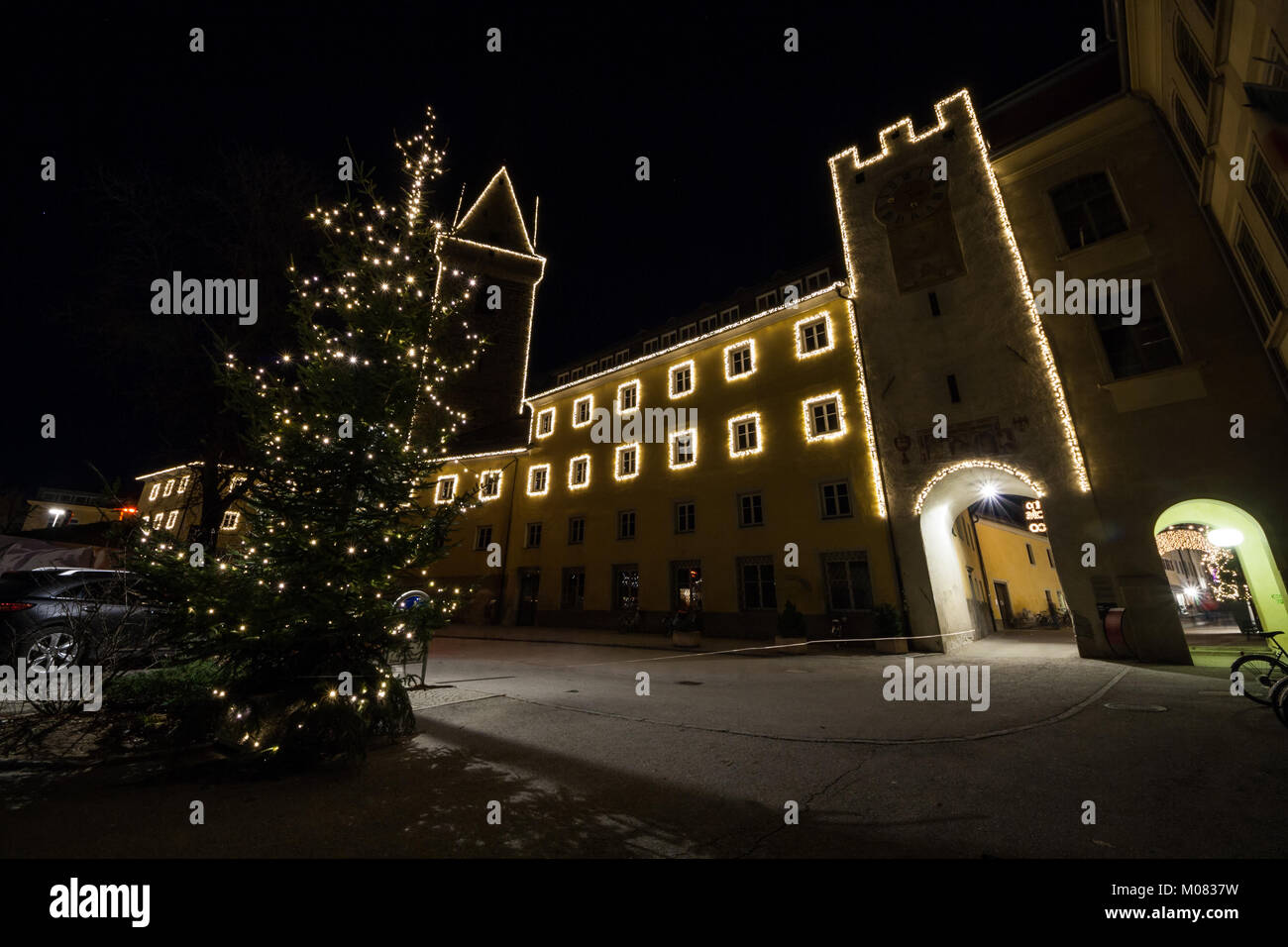 Christmas Market, Brunico, Bruneck, Bolzano, Trentino Alto Adige, Italy Stock Photo