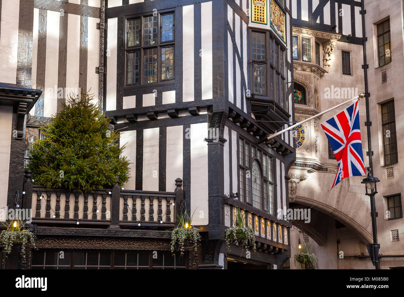 Union Jack on facade of Liberty Of London, department store on Great Marlborough Street in the West End of London UK Stock Photo