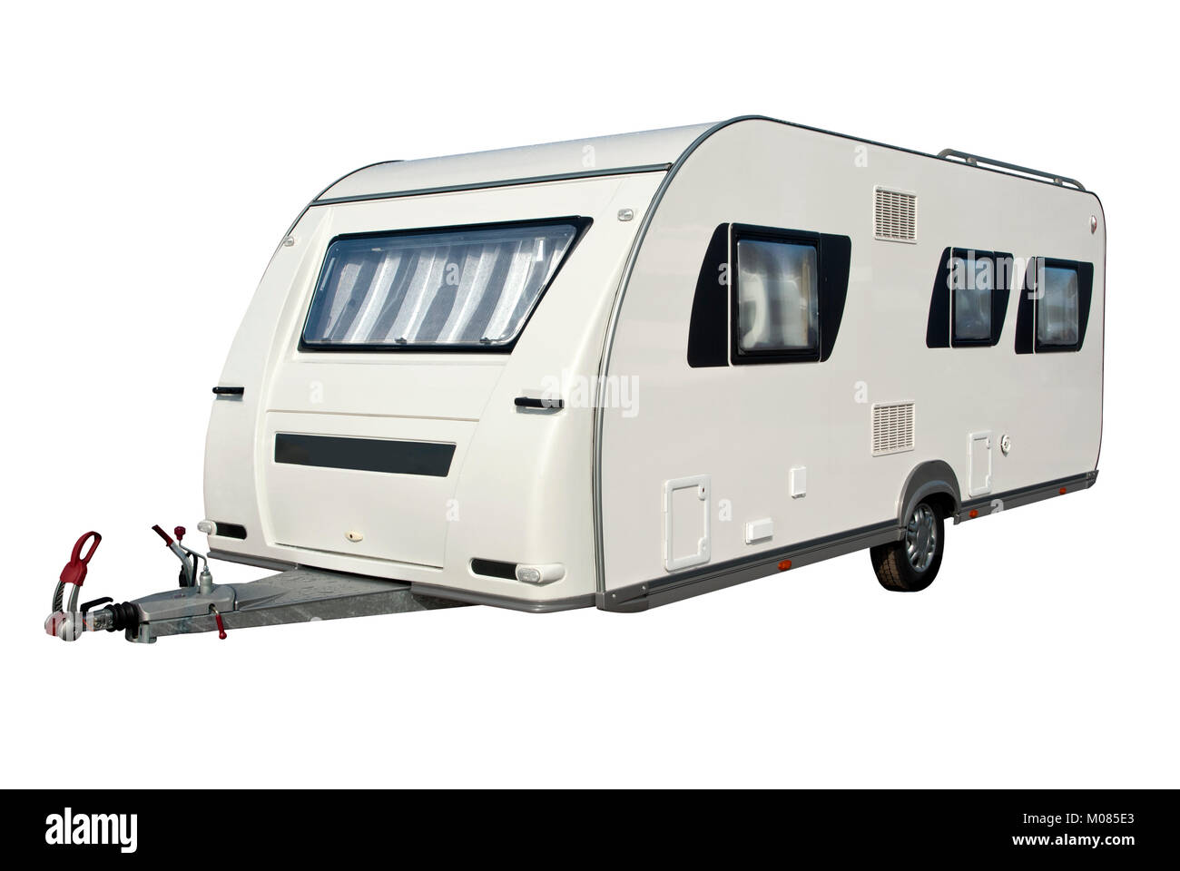 Modern caravan as a cut out Stock Photo