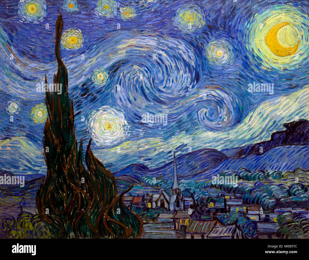 The Starry Night, Vincent van Gogh, 1889, Stock Photo