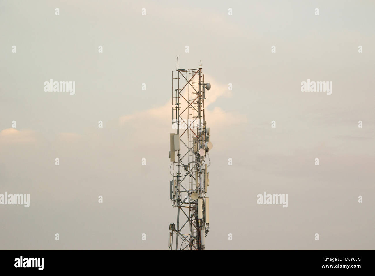 Mobile tower in a village Stock Photo