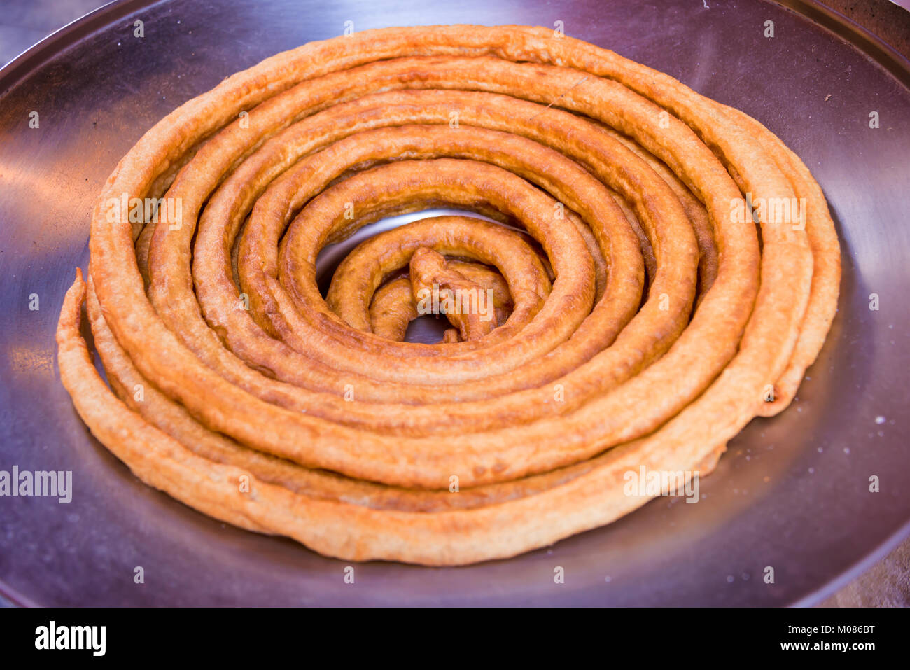 Rolls of churros in Spain Stock Photo