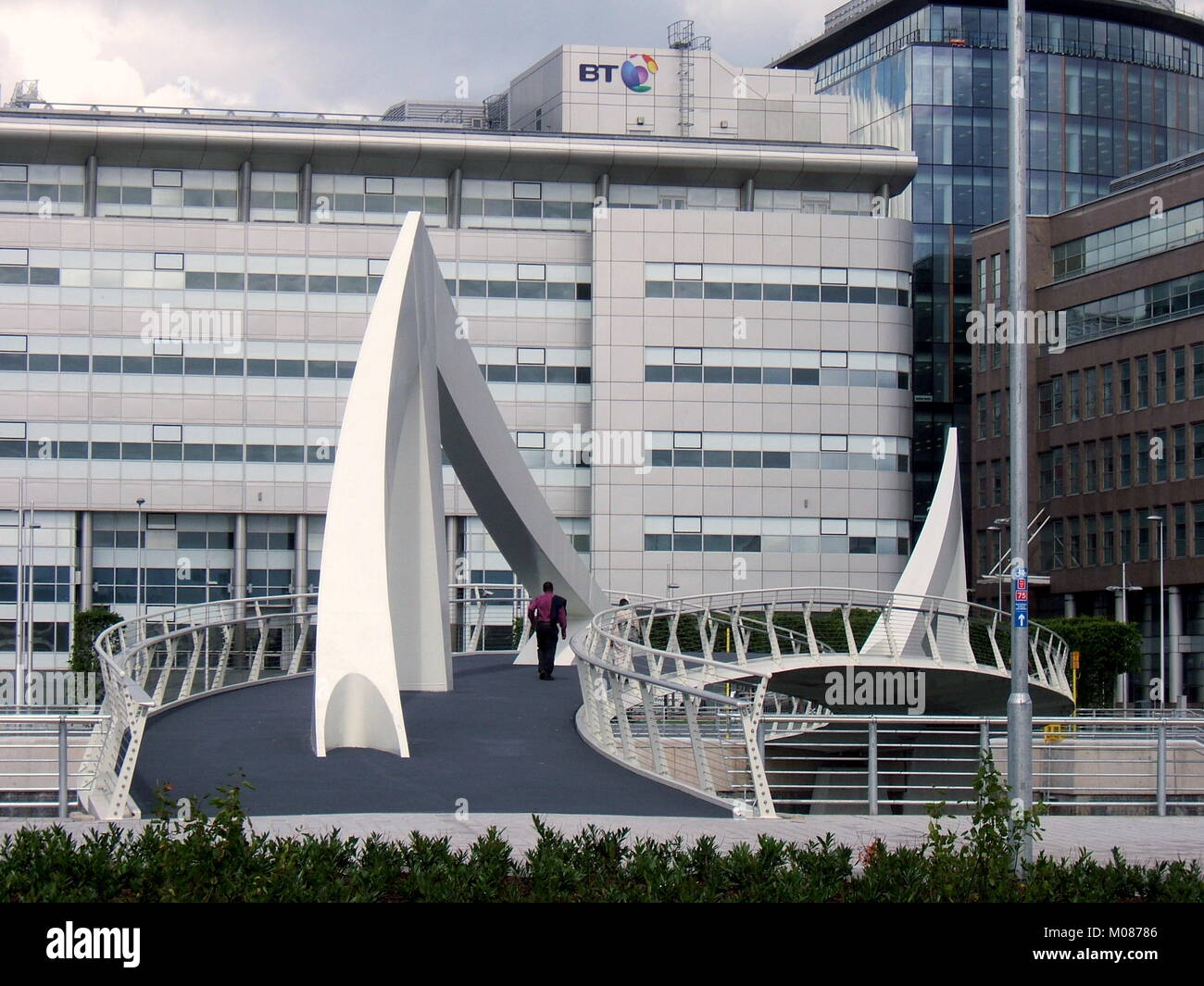 Broomielaw-Tradeston bridge 'Squiggly Bridge'Financial Services District. Stock Photo