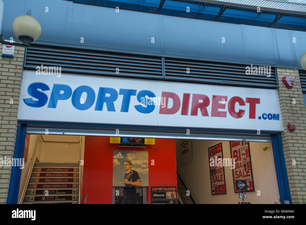 Sports direct shop front and sign or logo, UK Stock Photo