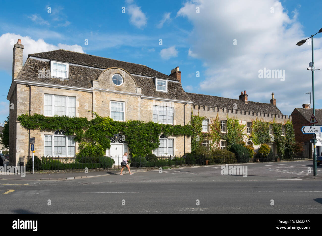 Houses in the market square in Lechlade in the Cotswolds
