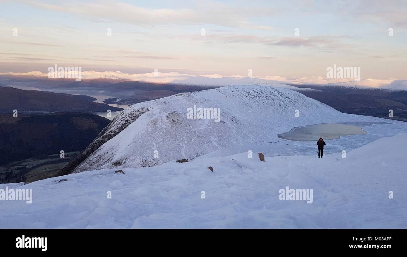 Climbing Ben Nevis, the highest peak in the UK near Fort William in