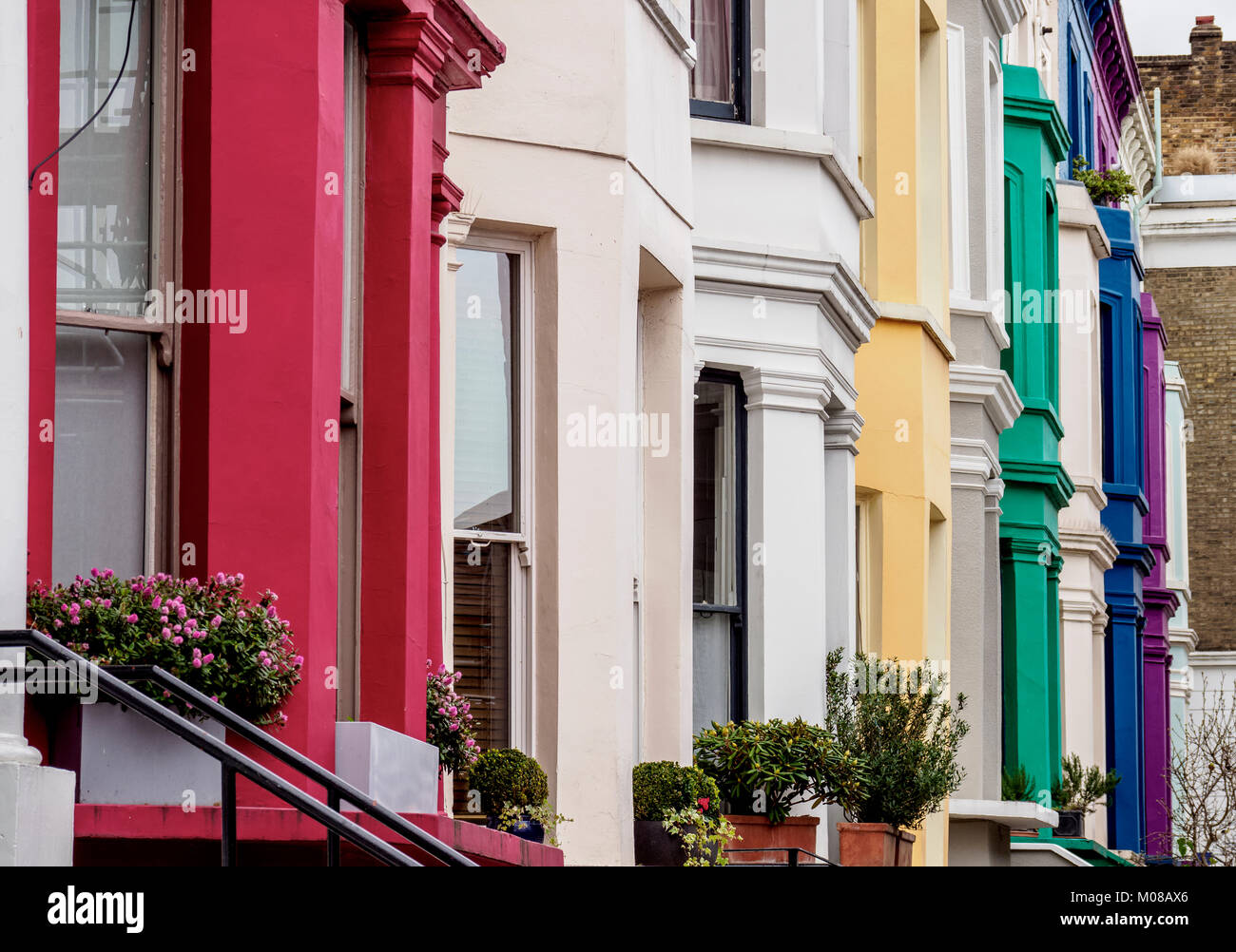 Colourful Houses, Notting Hill, London, England, United Kingdom Stock