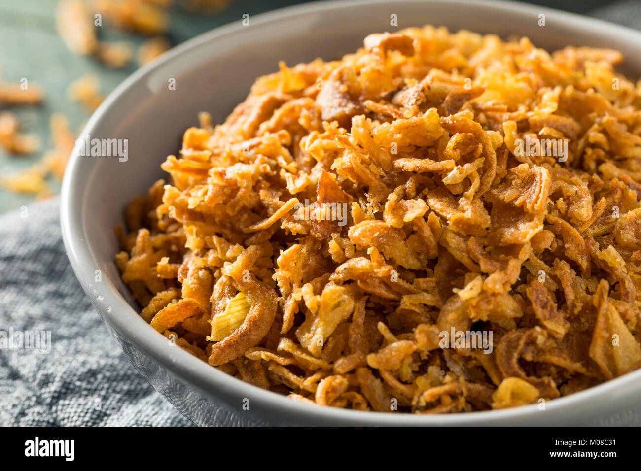Golden Fried Onion Bits Ready to Eat Stock Photo Alamy