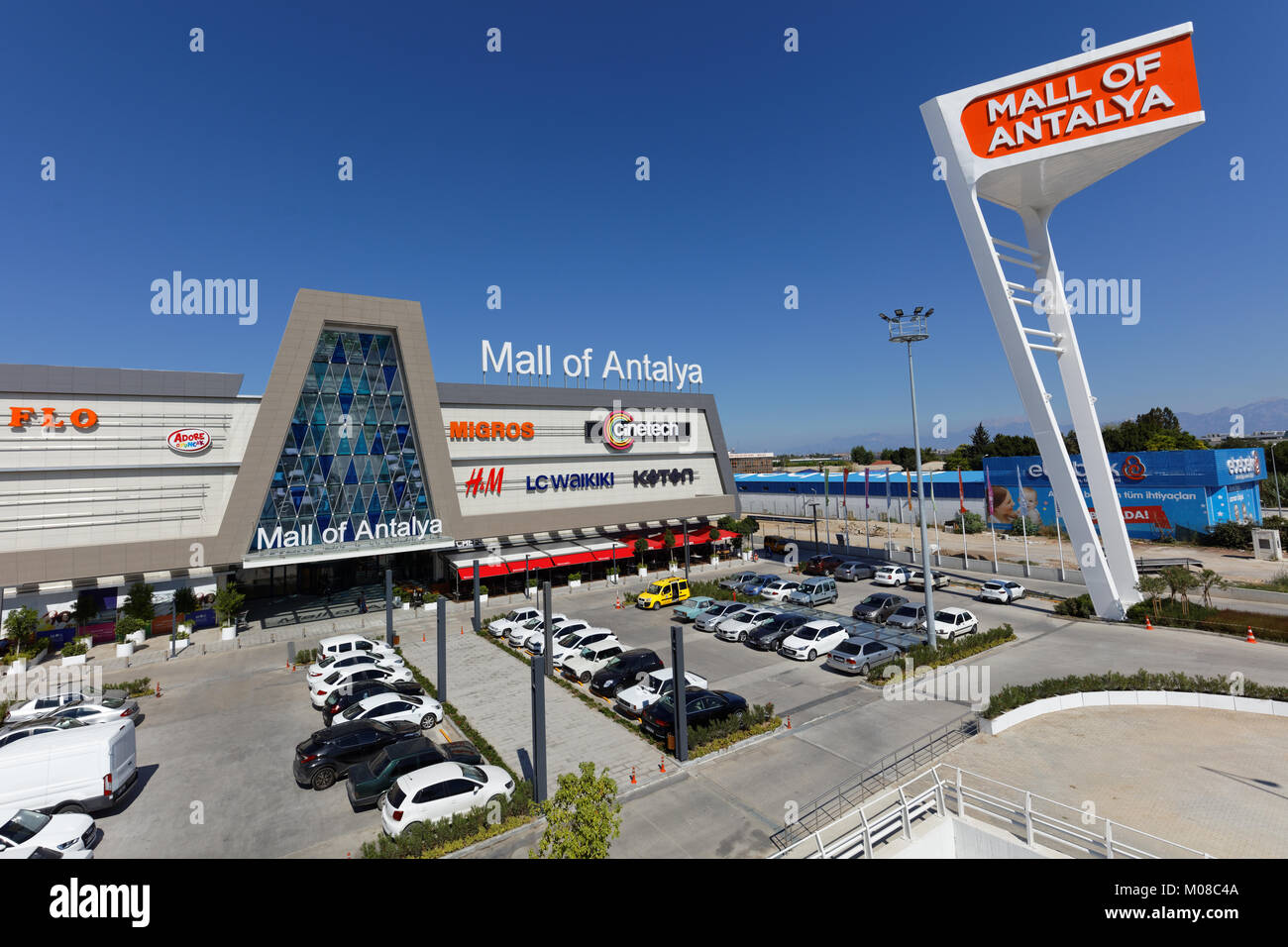 Antalya, Turkey - October 3, 2017: Parking lot at the Mall of Antalya. Opened on April 28, 2017, the mall has largest in the city stores of H&M, LC Wa Stock Photo