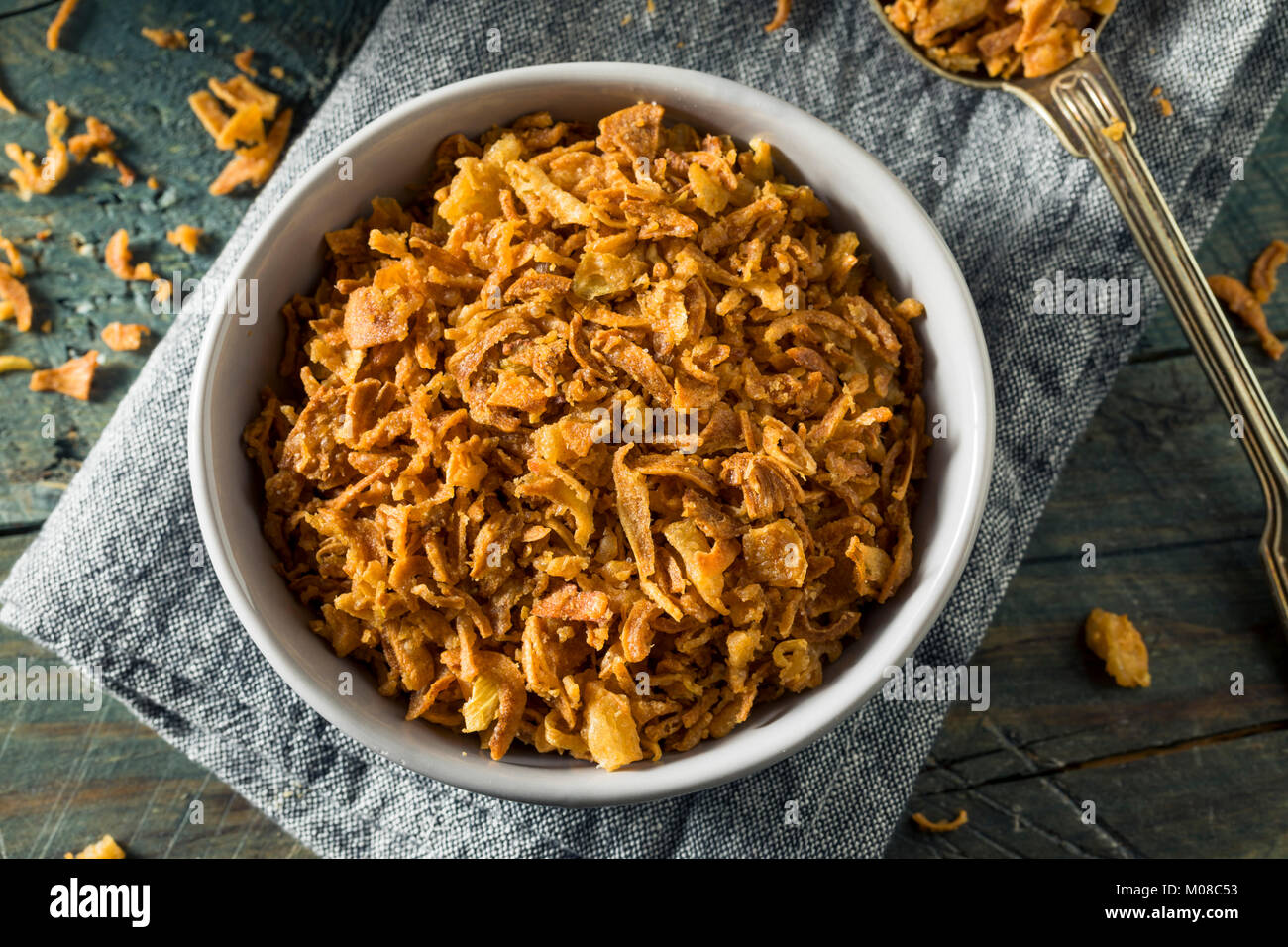 Golden Fried Onion Bits Ready to Eat Stock Photo Alamy